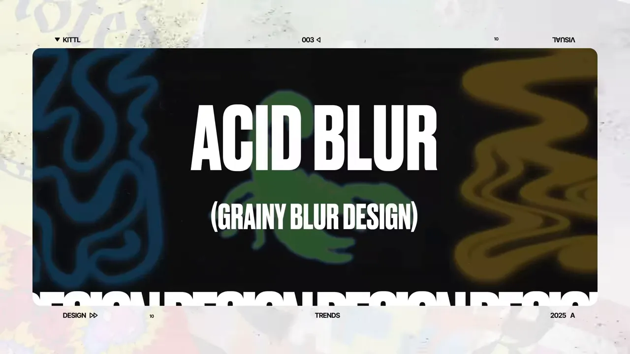 Slide cu text 'ACID BLUR' pe fundal întunecat, forme blurate neon și granulație