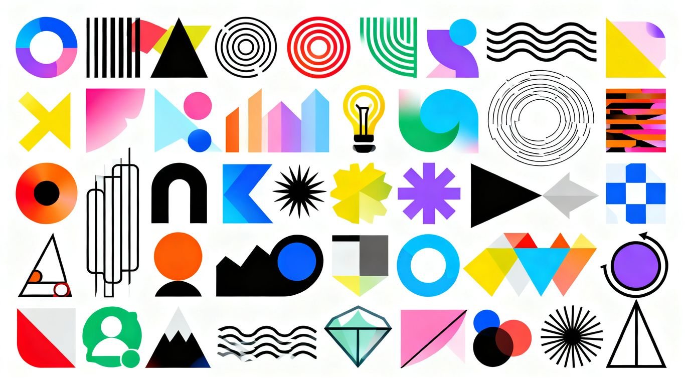 Abstract icons and shapes for brand identity design.